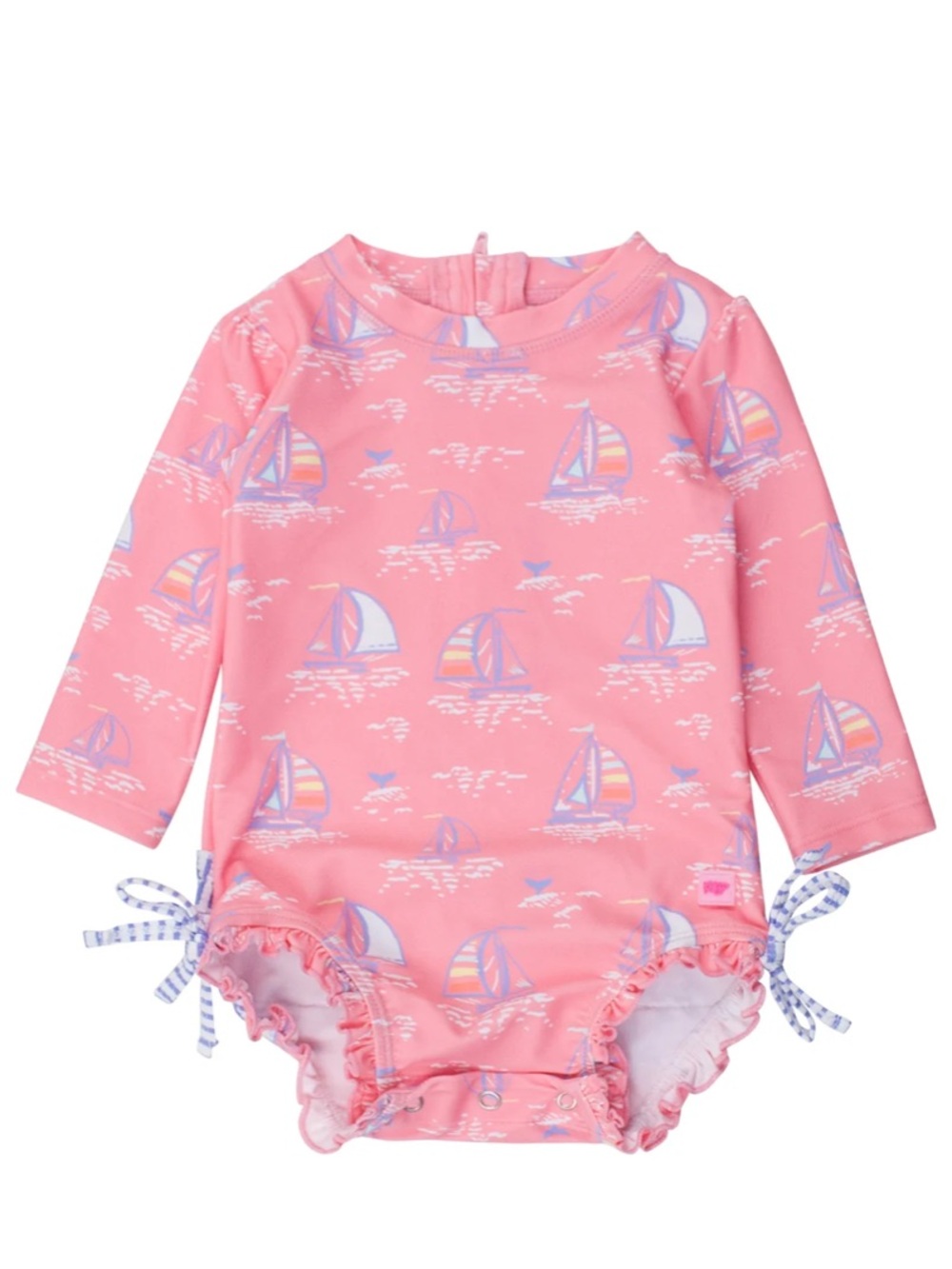 Ruffle Butts One Piece Rash Guard- Pink Seas The Day